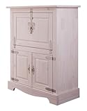 Ambientehome 57103 Barschrank Jugan Kiefer massiv weiß lasiert und seidematt lackierte Oberfläche T/B/H 45 x 97 x 120 cm