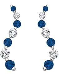 14K White Gold 1/4 ct. Alternating Blue and White Diamond "Journey of Love" Curve Earrings