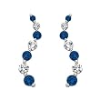 14K White Gold 1/2 ct. Alternating Blue and White Diamond "Journey of Love" Curve Earrings