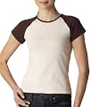 Anvil Ladies' Semi Sheer Baseball Tee - White/Frost Pink