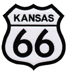 Route 66 Kansas Embroidered Patch Iron-On Highway Road Sign Biker Emblem