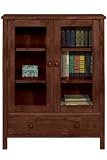 Mission style Three shelf Bookcase With Glass Doors