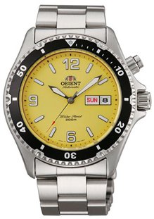 Orient #CEM65001Y Men's Yellow Mako Bumble Bee Stainless Steel 200M Diver Watch