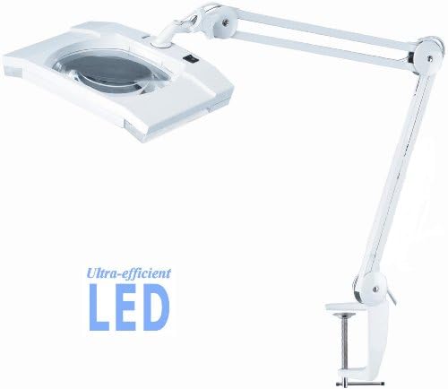 LED Magnifying Lamp with 80 High Powered LED Lights, 7.5" X 6.2" Clear Crystal Lens, 32" Spring Balanced Arm