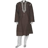 Men Cotton Clothing Embroidered Kurta Pajama Long Sleeve Size L Chest :42 (gkp588)