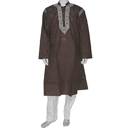 Men Cotton Clothing Embroidered Kurta Pajama Long Sleeve Size L Chest :42 (gkp588)