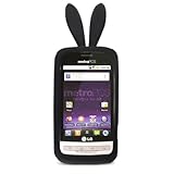 IMAGE OF Bunny Skin Case With Furry Tail for LG Optimus M MS690, Black