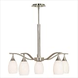 Medici-WH - 5 Light Chandelier Lighting Fixture - Brushed Steel - White Glass - B1085