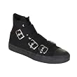 MENS Canvas High Top 3 Strap Sneaker Black Pink Emo Punk