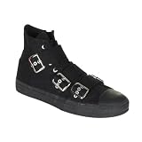 MENS Canvas High Top 3 Strap Sneaker Black Pink Emo Punk