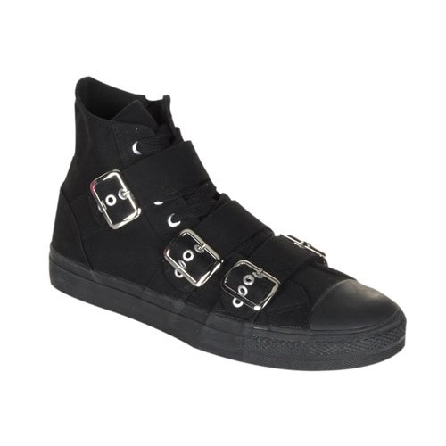 MENS Canvas High Top 3 Strap Sneaker Black Pink Emo Punk product image