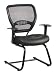 Office Star Professional Air Grid Back Managers Chair with Leather Seat, Black