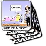 Londons Times Famous People Places Books Cartoons - BARBIE IN THERAPY - Coasters
