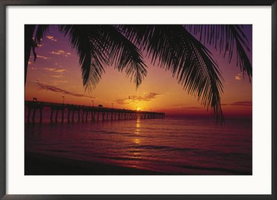 Dania Fishing Pier, Florida, Sunrise Collections Framed Photographic Poster Print by Warren Flagler, 36x26