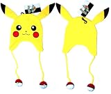 Pokemon Pikachu Plush Beanie Embroidered Laplander Earflap Winter Fleece Knit Ski Cap Hat / Unisex / One Size Fits Most / Officially Licensed By Nintendo