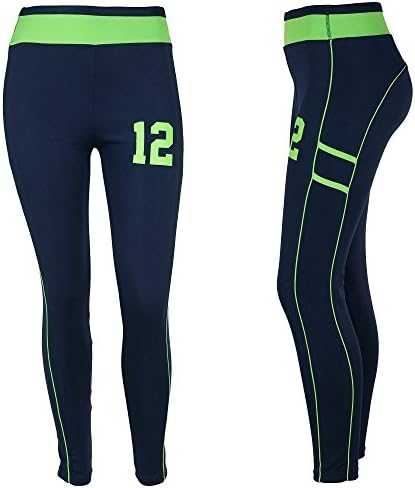 Seattle 12th Man Fan Navy Scuba Leggings with Lime Line