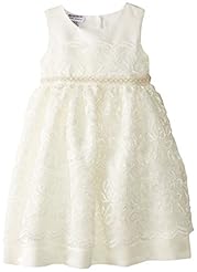 Girls A-line Beaded  Lace Sleeveless Empire   Waistline Nylon/Polyester/Spandex Full-Skirt  Dress With a Sash  and Pearls
