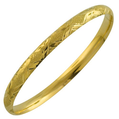 10 Karat Yellow Gold 'X' Design Bangle Bracelet (6.3 mm)