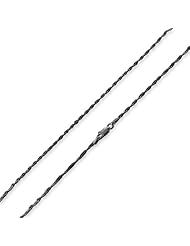 Black Rhodium Plated Sterling Silver Singapore Chain Necklace - 2.25MM (16", 18", 20", 22", 24" Inch Lengths)