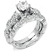 Sterling Silver Cubic Zirconia CZ Wedding Engagement Ring Set