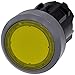 Siemens 3SU10310AB300AA0 Illuminated Pushbutton, Plastic with Metal Front Ring, IP66, IP67, IP69K Protection Rating, Matte Metal, 22mm, Yellow