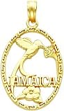 14K Gold Jamaica Humming Bird & Flowers Charm