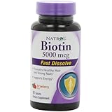 Natrol Biotin 5000 mcg Fast Dissolve Tablets, Strawberry, 90-Count