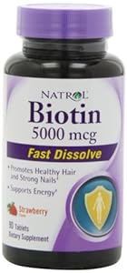 Natrol Biotin 5000 mcg Fast Dissolve Tablets, Strawberry, 90-Count