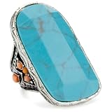 Lucky Brand Saddle Up Rings Silver-Tone Turquo