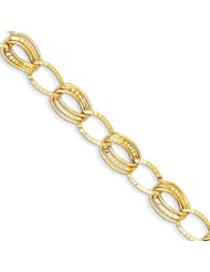 14k Yellow Gold Polished & Textured Hollow w/ext. Bracelet