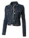 RubyK Womens Classic Cropped Long Sleeve Denim Jean Jacket with Pockets