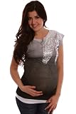 Kiki's Maternity: Gray Silver Fitted Short Sleeve Maternity Shirt