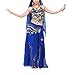 BellyLady Halloween Belly Dance Costume, Halter Bra Top, Hip Scarf and Skirt-NavyBlue