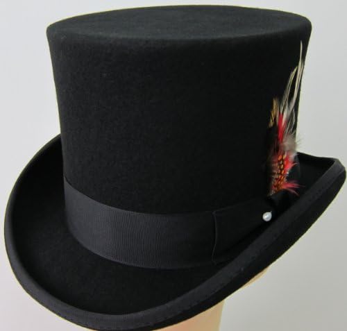 Black Top Hat, 100% Wool, Felt - Size Large (59cm)
