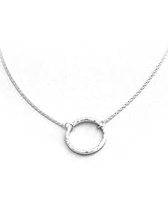 Sterling Silver Hammered Open Circle Delicate 16" Necklace