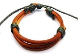 Neptune Giftware Triple Strap Tan / Light Brown Leather Cuff Gothic Wristband Surf Bracelet - 69