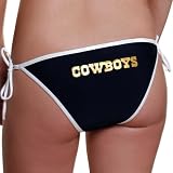 NFL Dallas Cowboys Stripe String Bikini Bottom - Navy Blue (Medium)