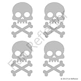 Silver Skull and Cross Bone Bicycle Reflector Reflective Sticker Decal