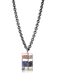 Moritz Glik "Kaleidoscope" 18K White Gold Floating Color Diamonds and Color Sapphire Rectangular Pendant Necklace