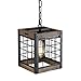 Giluta Rustic Kitchen Pendant Lighting Fixture Industrial Wood Metal Chandelier Farmhouse Dinning Room Hanging Ceiling Light, Square Frame (P0043)