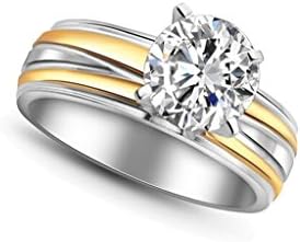Forword Womens 6mm Stainless Steel 6 Ct Cubic Zirconia Ring Come with Gift Jewelry Package