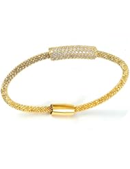 Sterling Silver & Cz Gold Plated Bangle