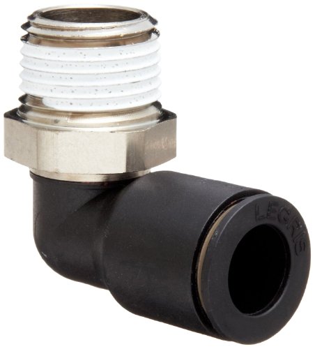 Legris 3109 04 11 Nylon & Nickel-Plated Brass Push-to-Connect Fitting, 90 Degree Elbow, 5/32