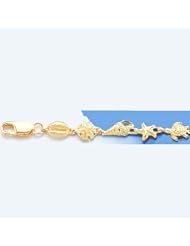 Gold Nautical Braclt Bracelet Mini Sealife Combination Bracelet High Polish& Textured