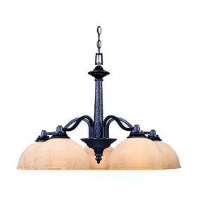 Savoy House 1-9404-5-25 Venetian Guild 5 Light Single Tier Chandelier in Slate with Cream Scavo Glass glass