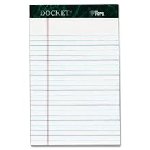 TOPS 63360 Docket Legal Ruled Perforated Pad, 16#, 5x8, White, 50 Sheets/Pad, 12/pack