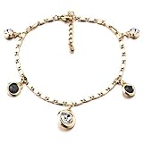 Pugster Black & Clear Crystal Ankle Bracelet Anklet Swarovski Crystal Lobster Clasp