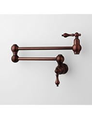 Home Improvement: 21" Pot Filler, Wall Mount, Classic, Traditional, Vintage, Retractable, Double Joint Spout, Antique Oil Rubbed Bronze - Houseables