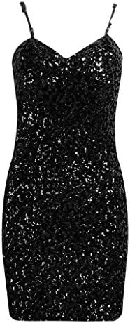 Sheinside Womens Sparkly Sequined Spaghetti Strap Bodycon Mini Party Dress