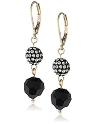 Nine West "Pop Notch Black" Gold-Tone Black Crystal Double Drop Earrings